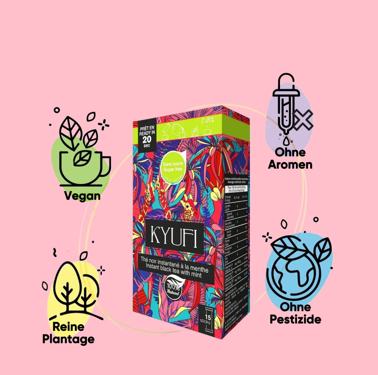 12x Instant Schwarz Tee & Minze - Ohne Zucker